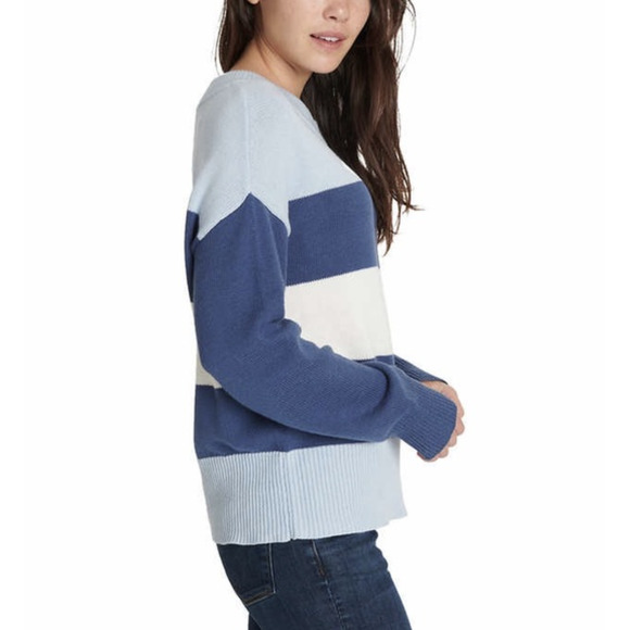 Lucky Brand Women’s Colorblock Knit Sweater Soft Hand Feel Blue Striped XL NWT - Picture 3 of 9